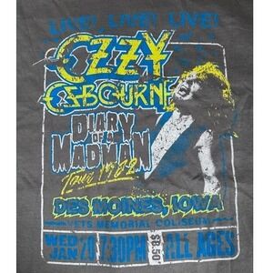 Ozzy Osbourne Diary of a Madman 1982 Tour Graphic T-Shirt Mens 2XL Gray Cotton